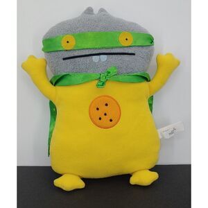 UglyDolls Power Babo 13" Plush Yellow And Gray Green Mask And Cape Ugly Doll